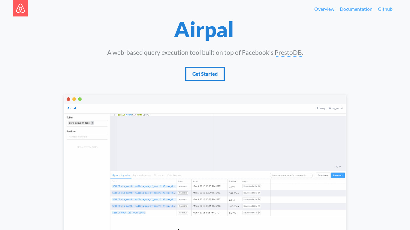 Airpal Landing page