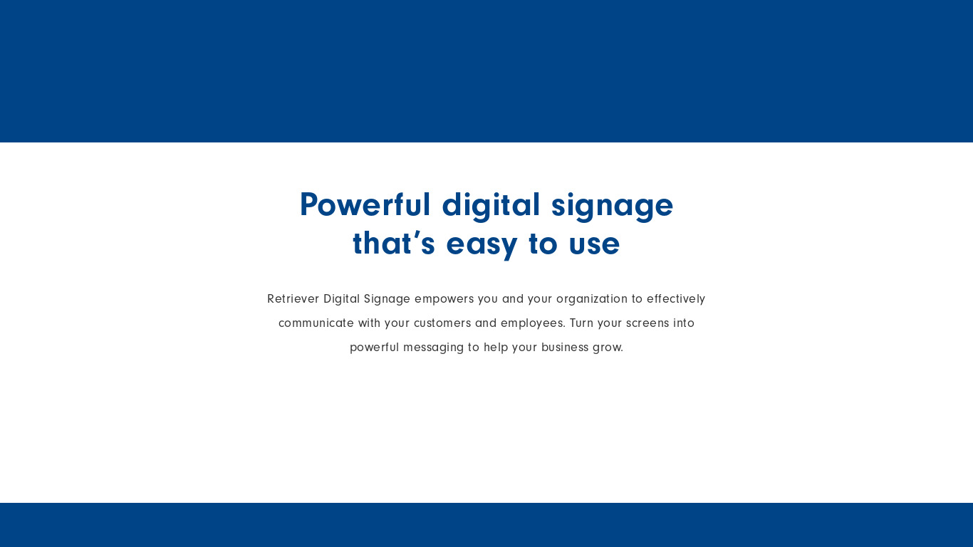 Retriever Digital Signage Landing page