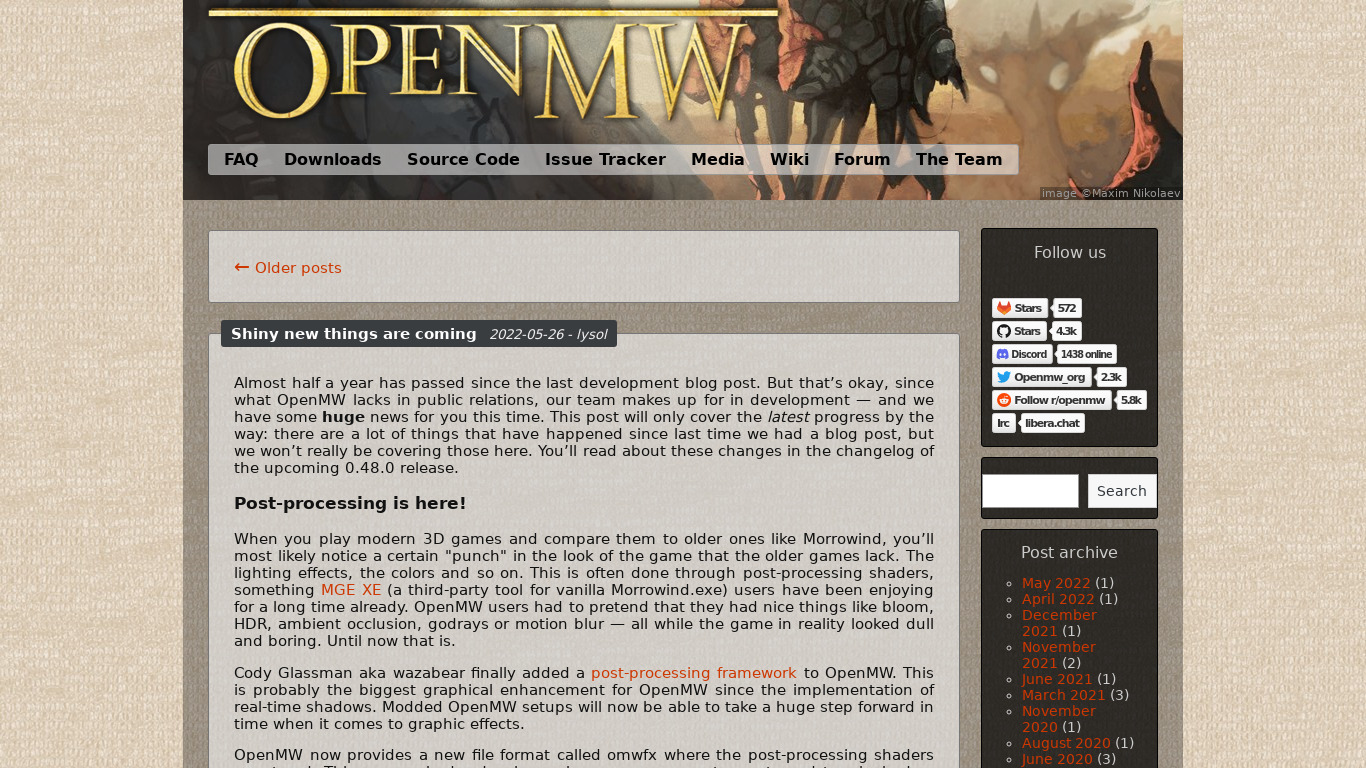OpenMW Landing page