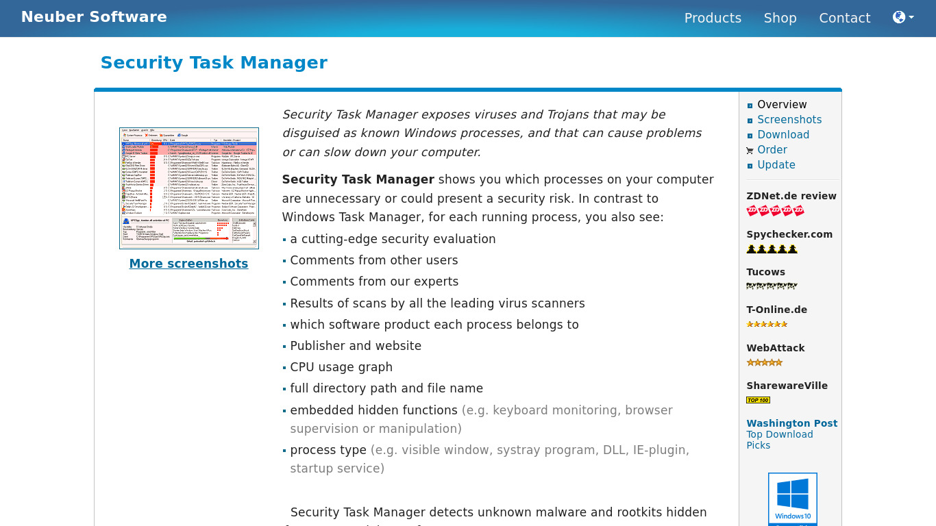 Security Task Manager Landing page