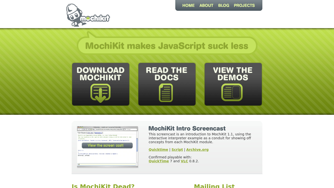 MochiKit Landing page