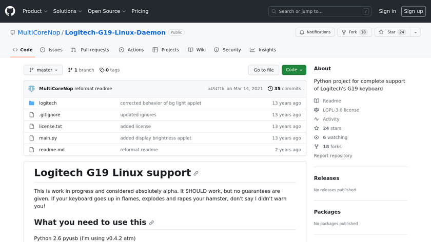 Logitech G19 Linux Daemon Landing Page