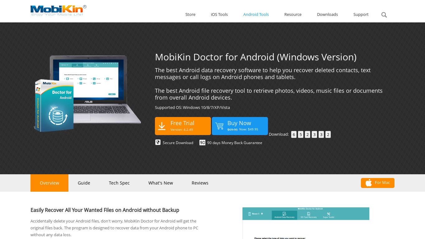 MobiKin Doctor for Android Landing page