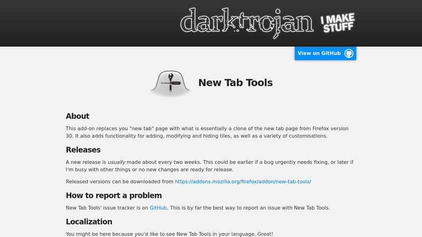New Tab Tools Landing Page