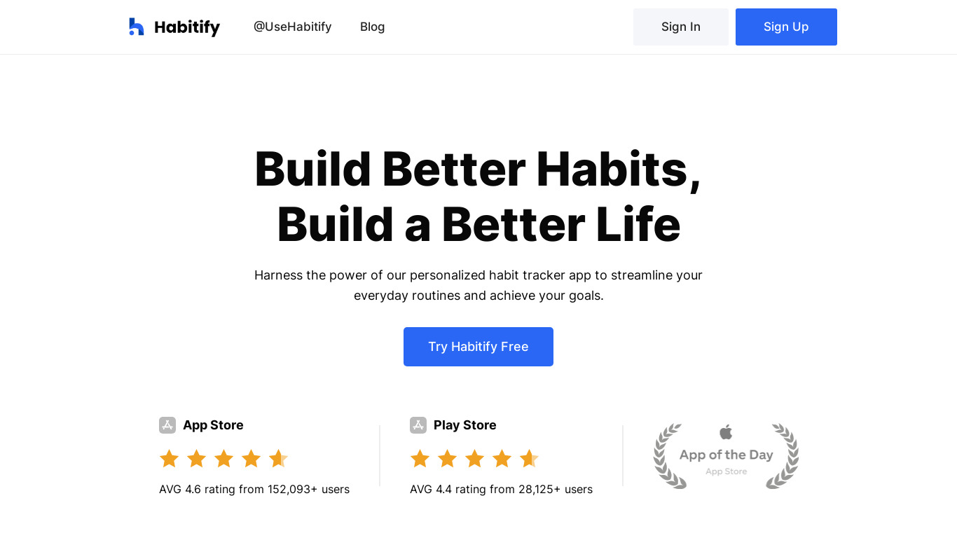 Habitify Landing page