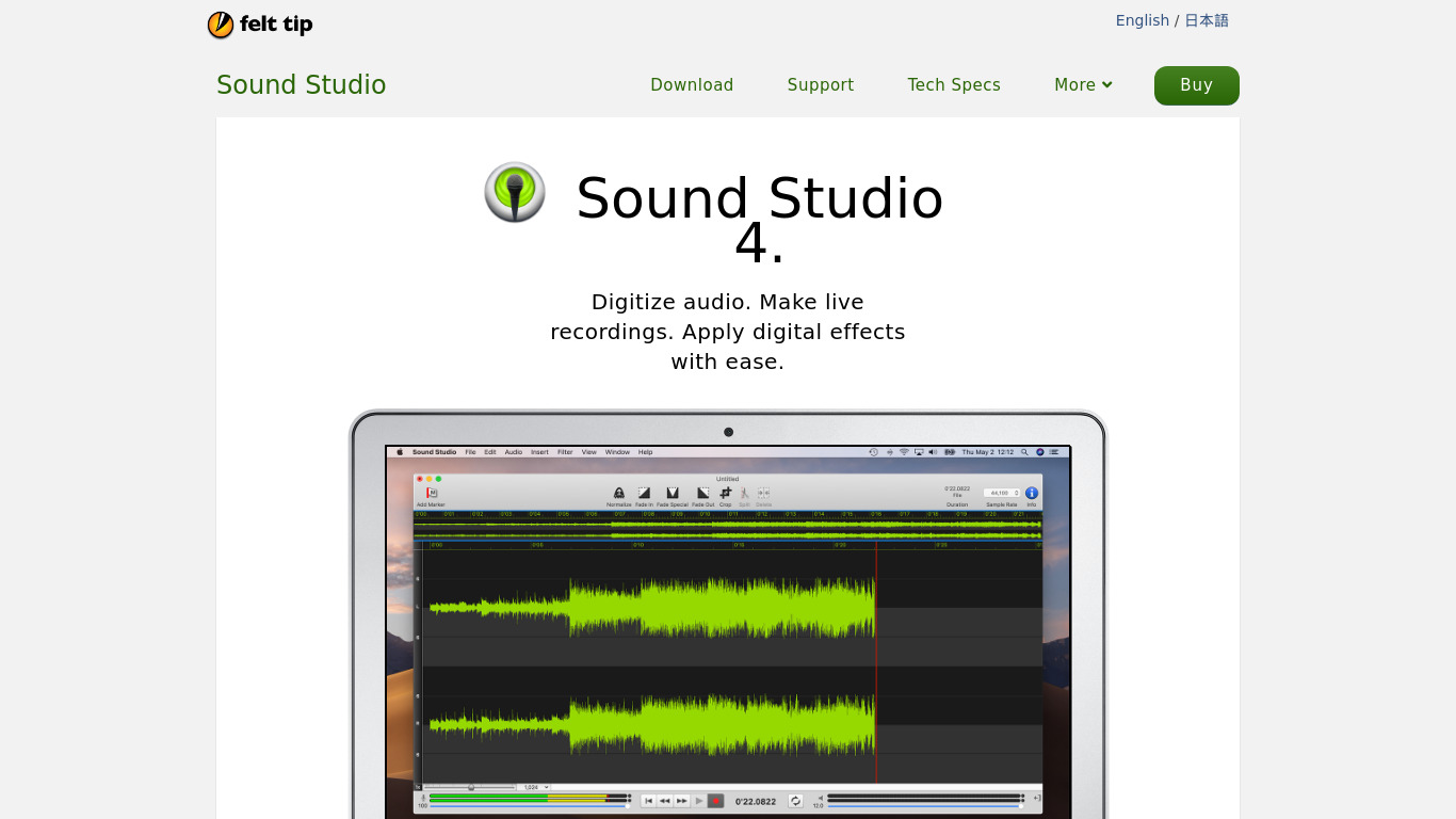 Sound Studio Landing page