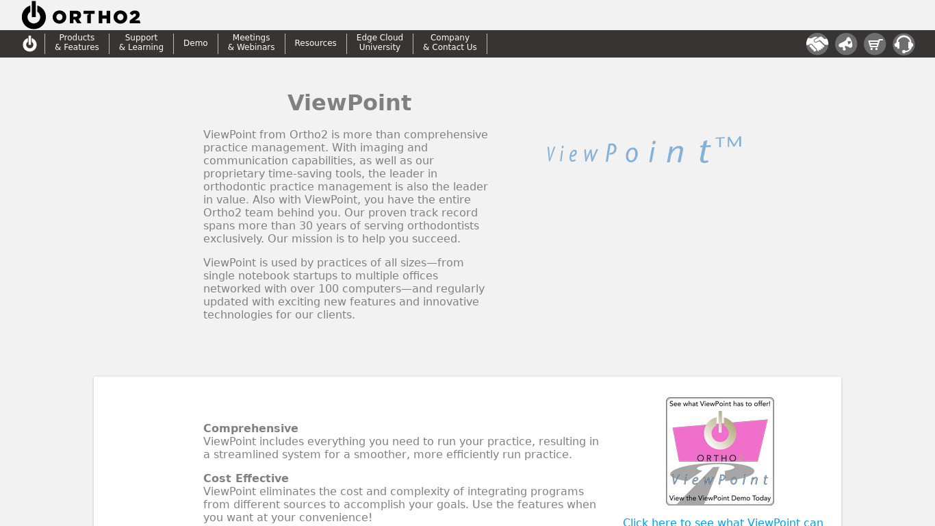 Ortho2 ViewPoint Landing page