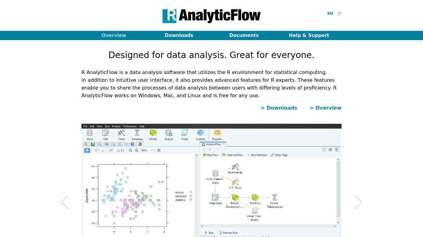 R AnalyticFlow Landing page