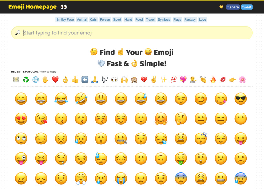 Emoji Homepage Landing Page