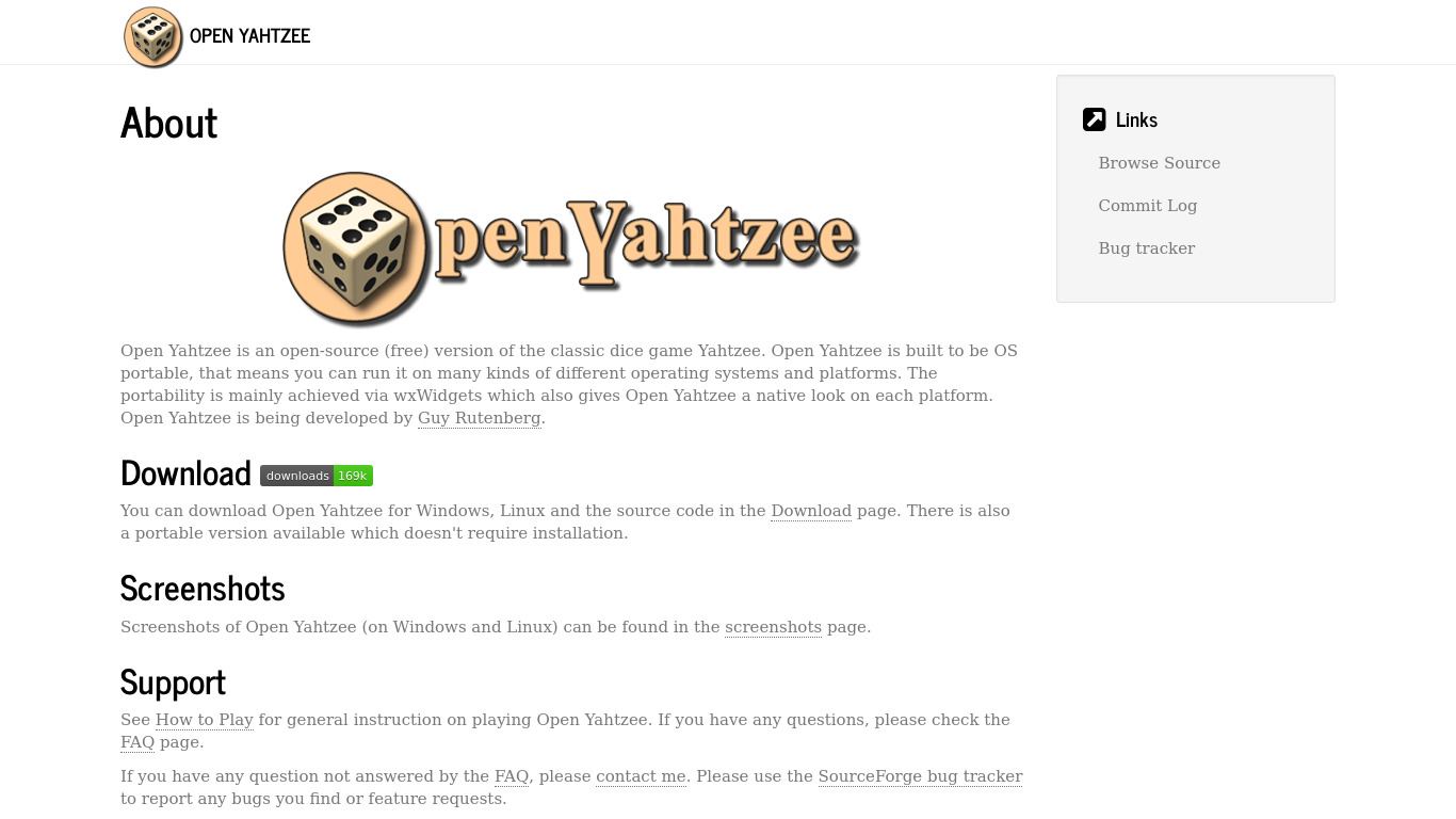 Open Yahtzee Landing page