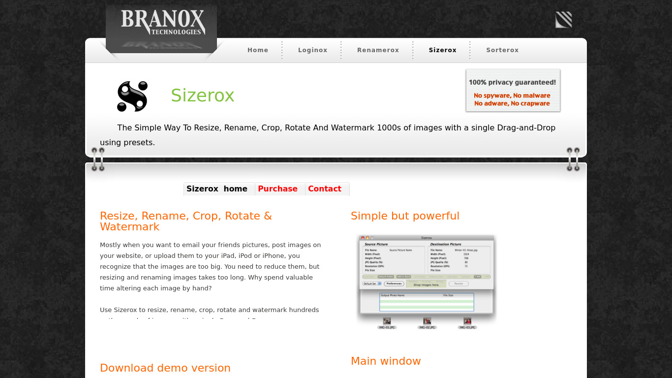 SizeRox Landing page