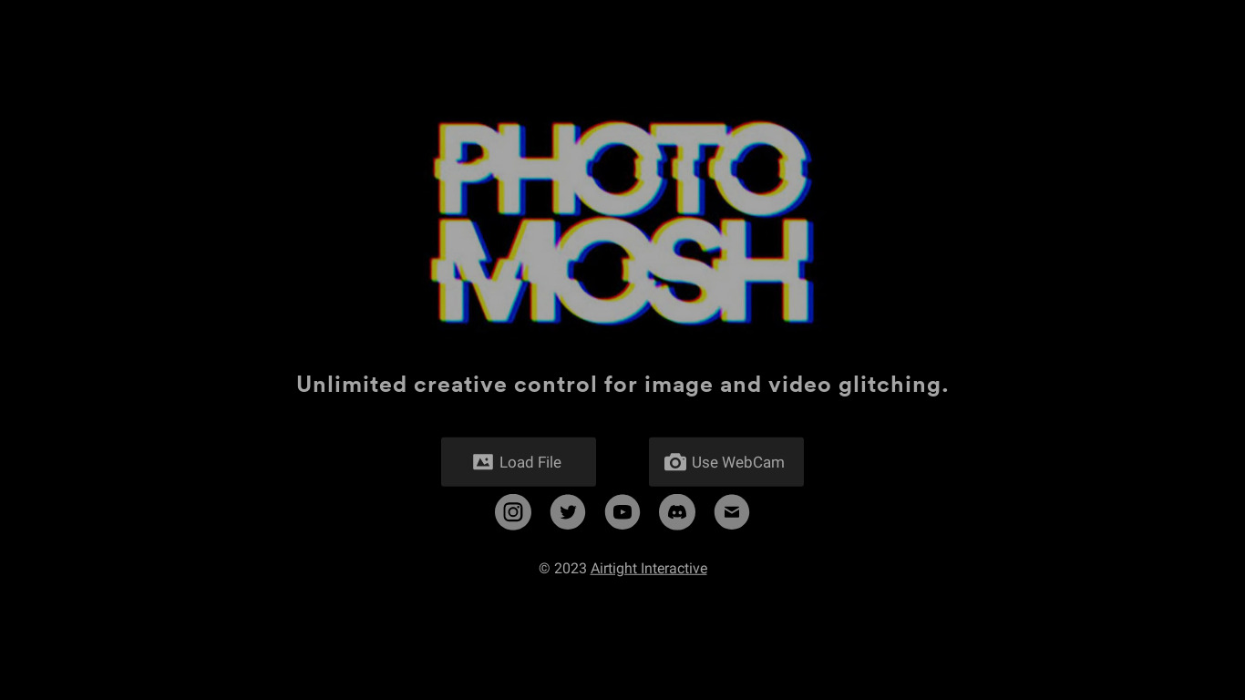 Photomosh Landing page