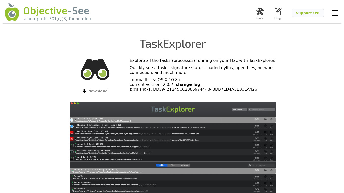 TaskExplorer Landing page