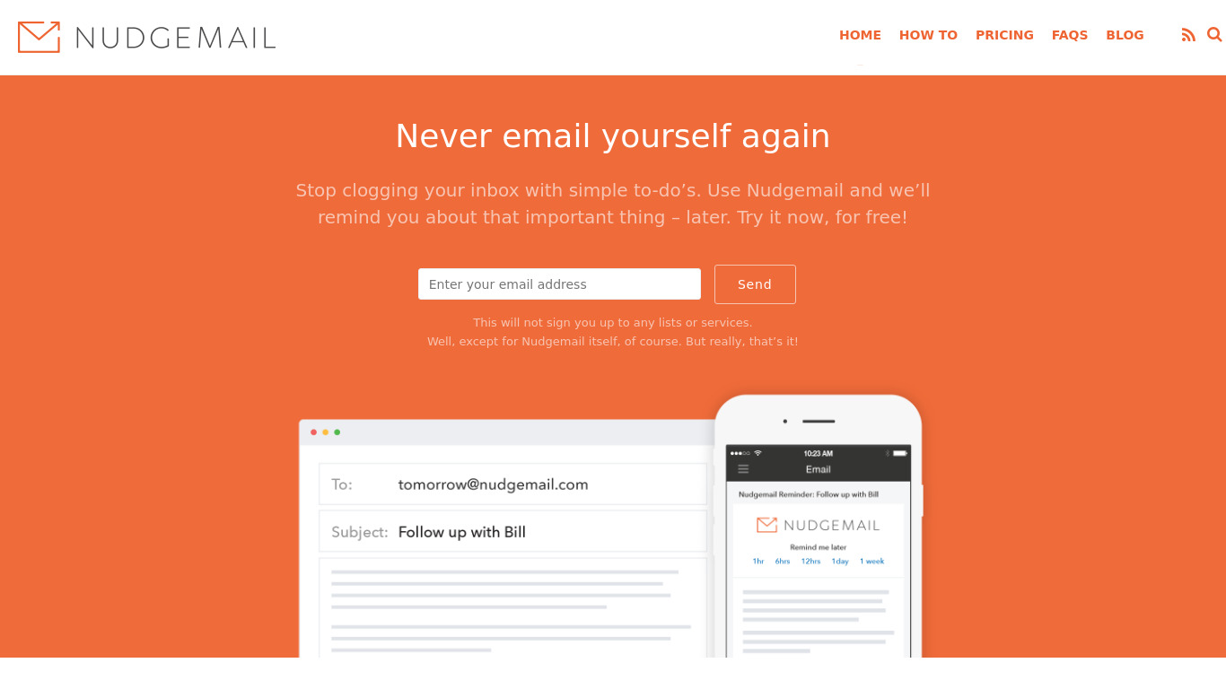 NudgeMail Landing page