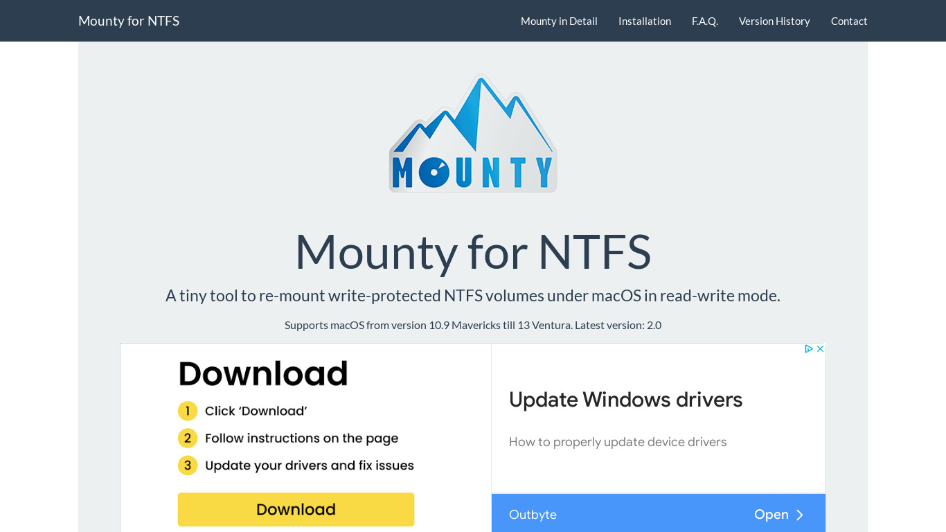 Mounty for NTFS Landing page