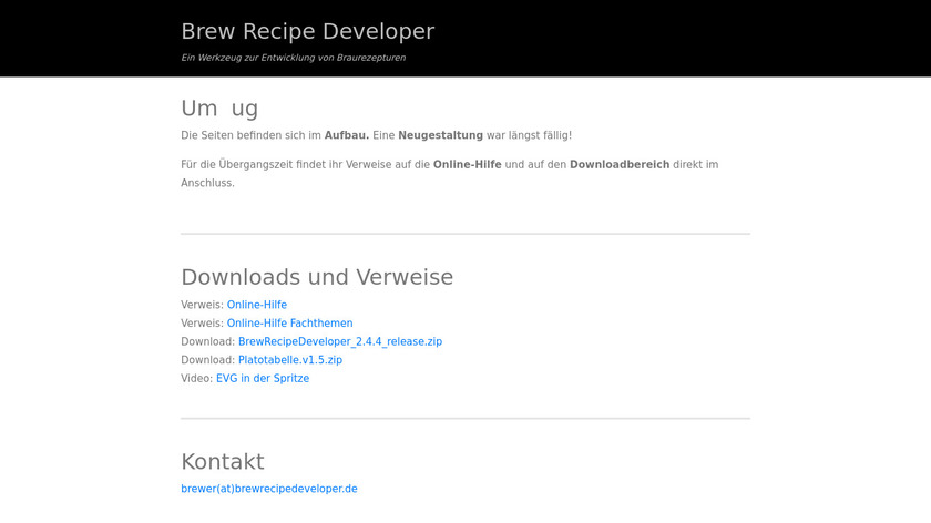 Brew Recipe Developer Landing Page