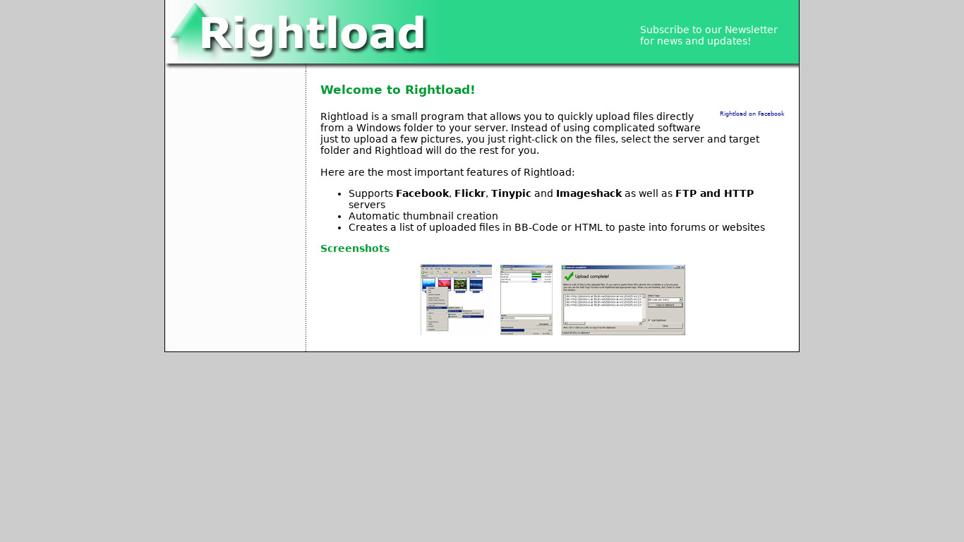 Rightload Landing page