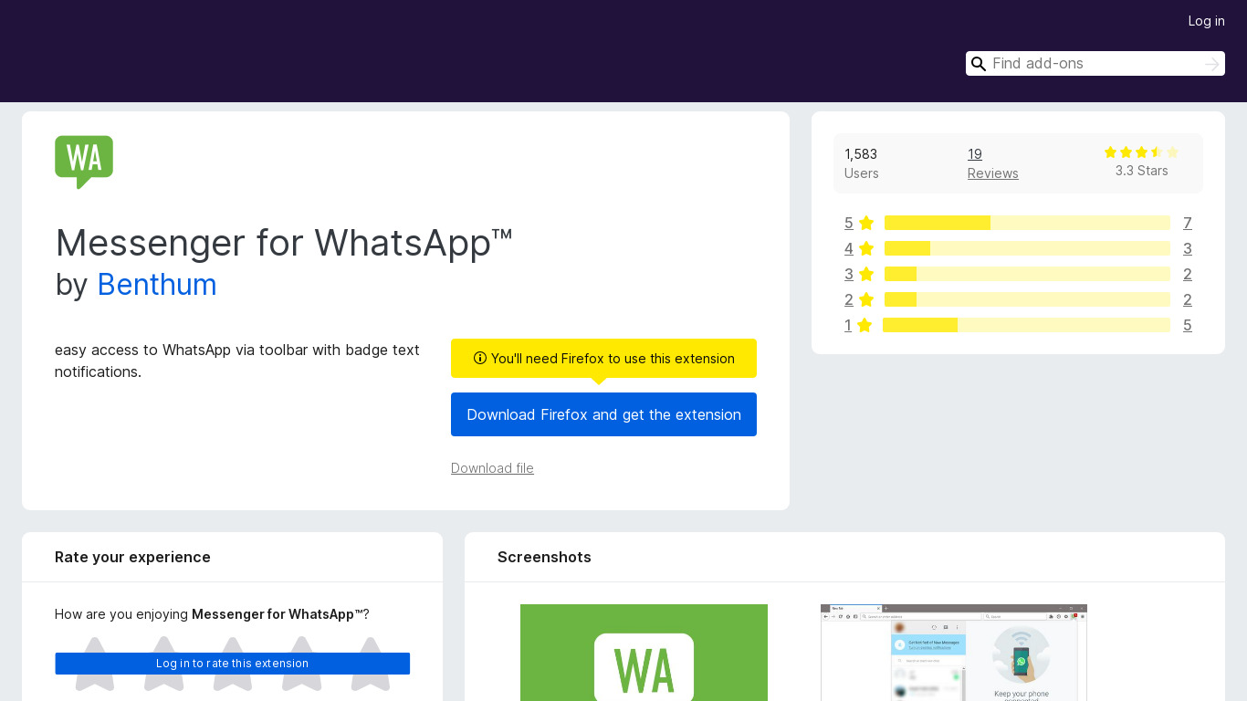 Messenger for WhatsApp Landing page