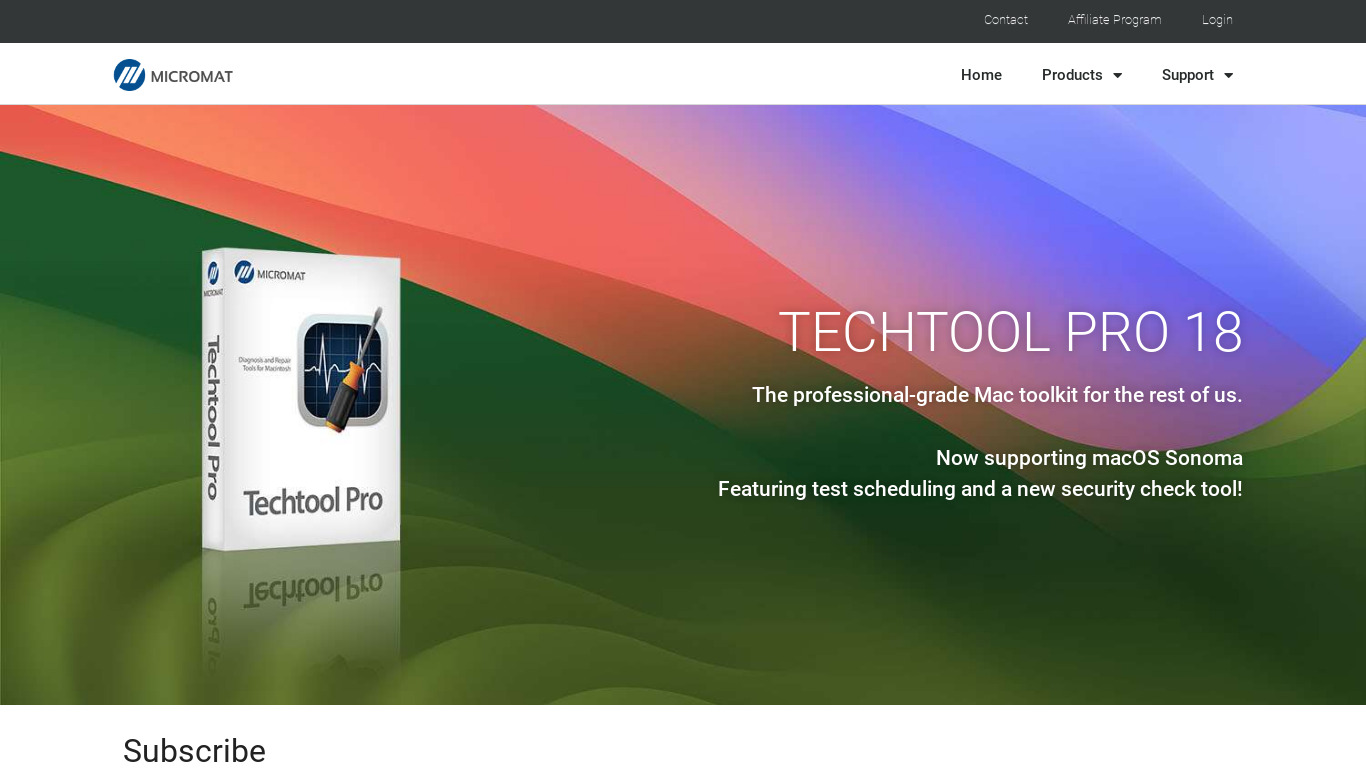 TechTool Pro Landing page