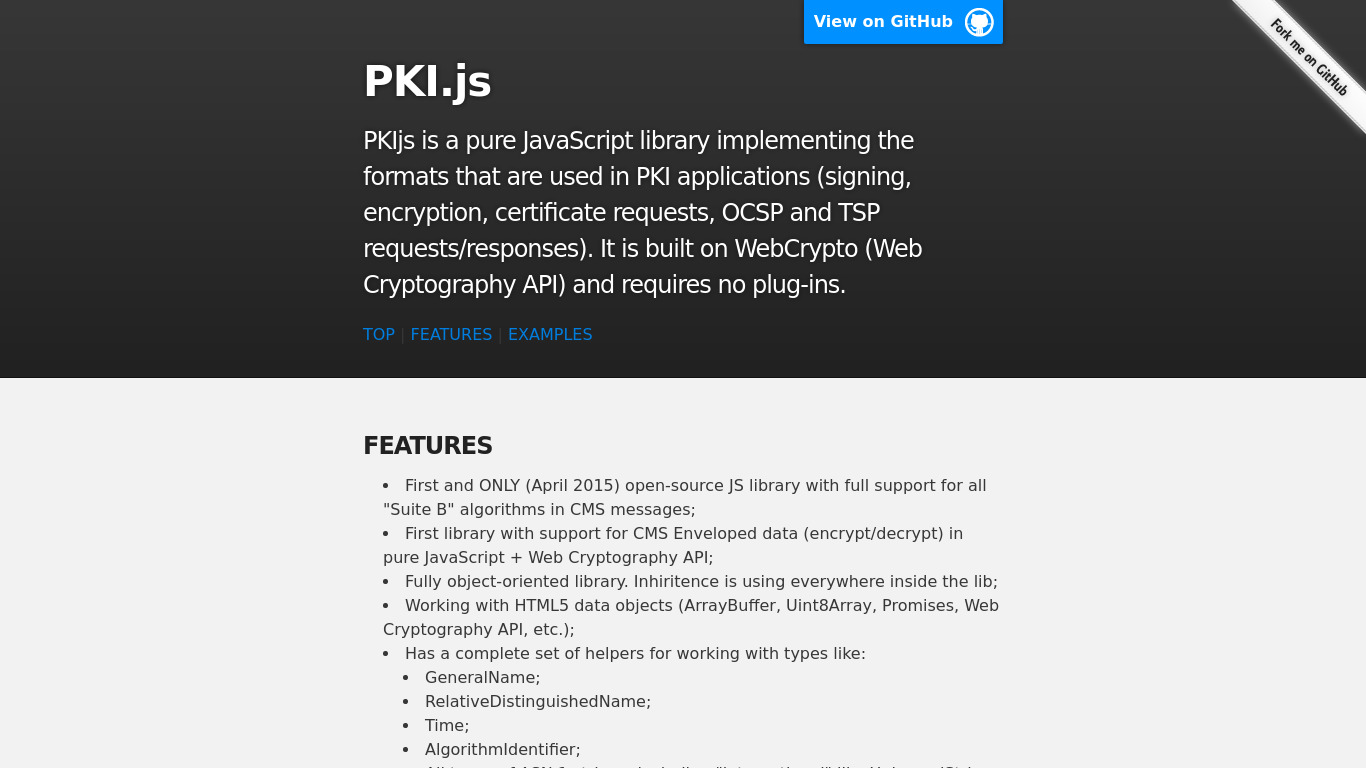 PKI.js Landing page
