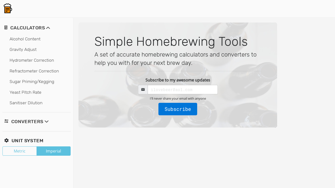 The Brew List Landing page