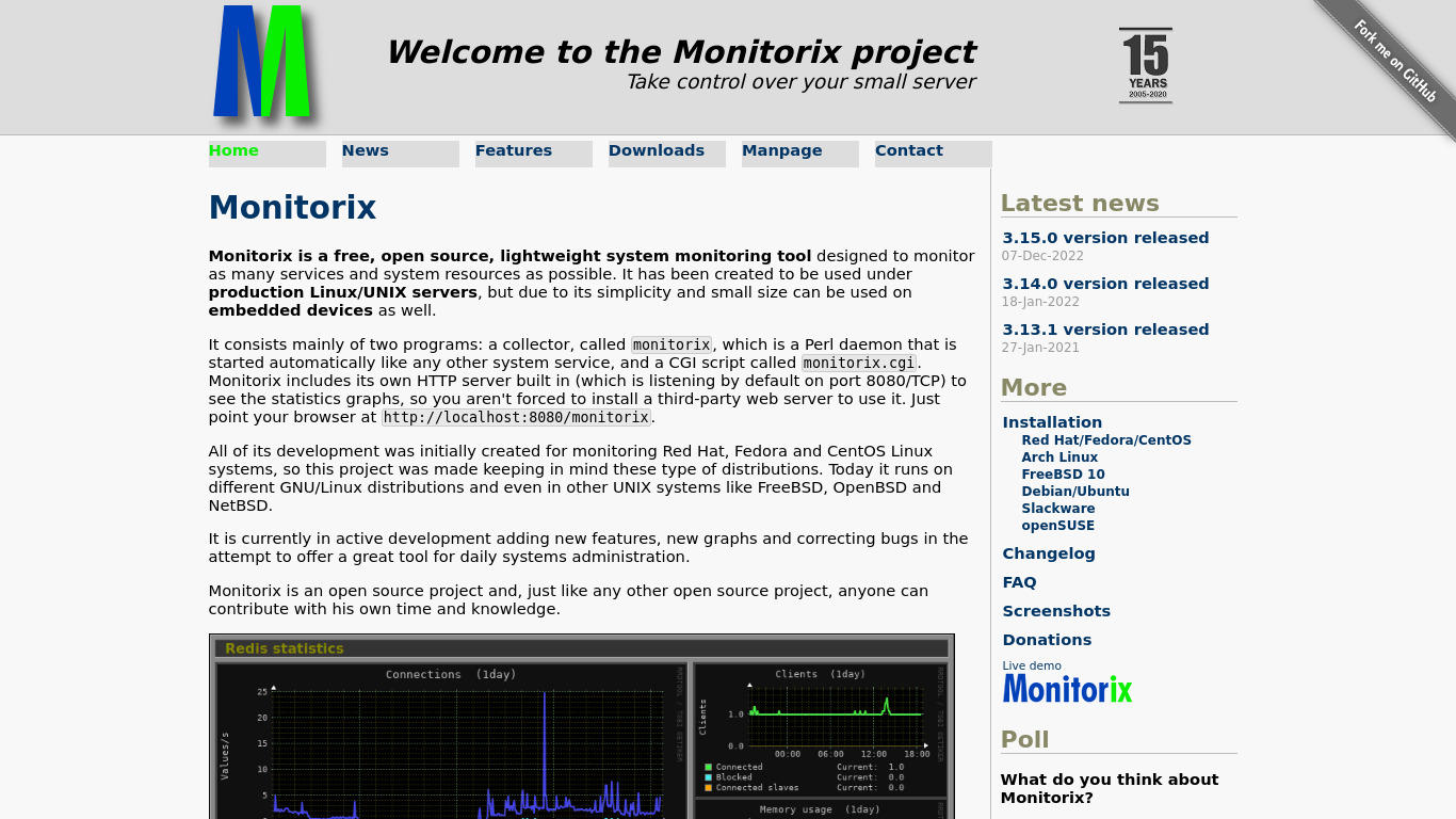 Monitorix Landing page