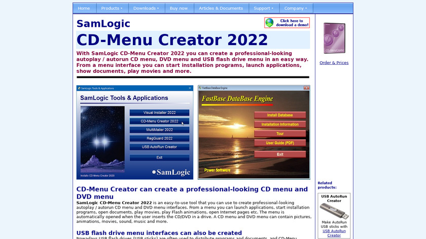 SamLogic CD-Menu Creator Landing Page