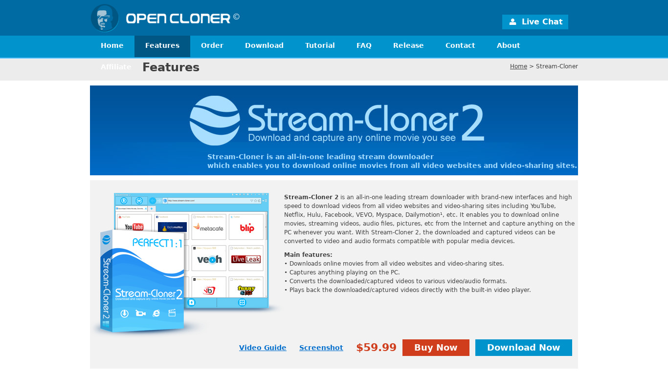 Stream-Cloner Landing page