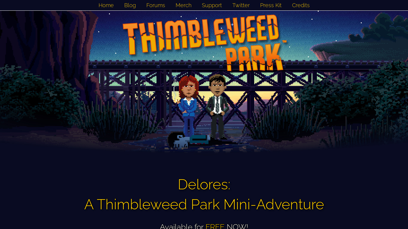 Thimbleweed Park Landing page