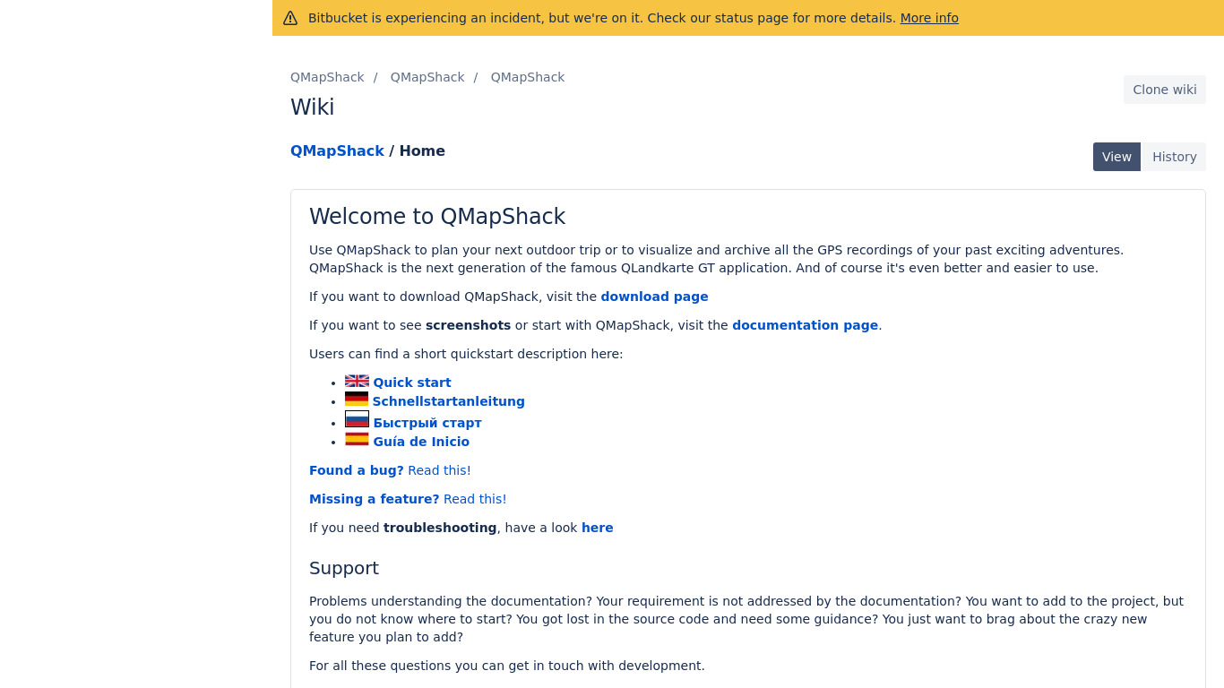bitbucket.org QMapShack Landing page