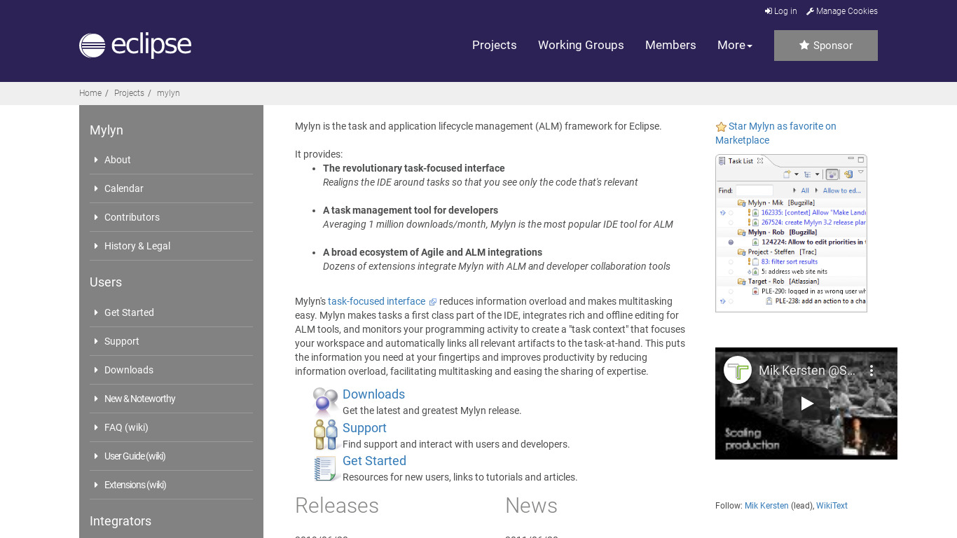 Eclipse Mylyn Landing page