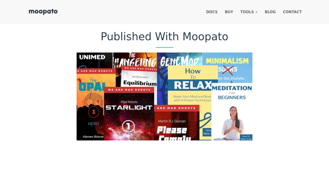 Moopato eBook Writer Landing page