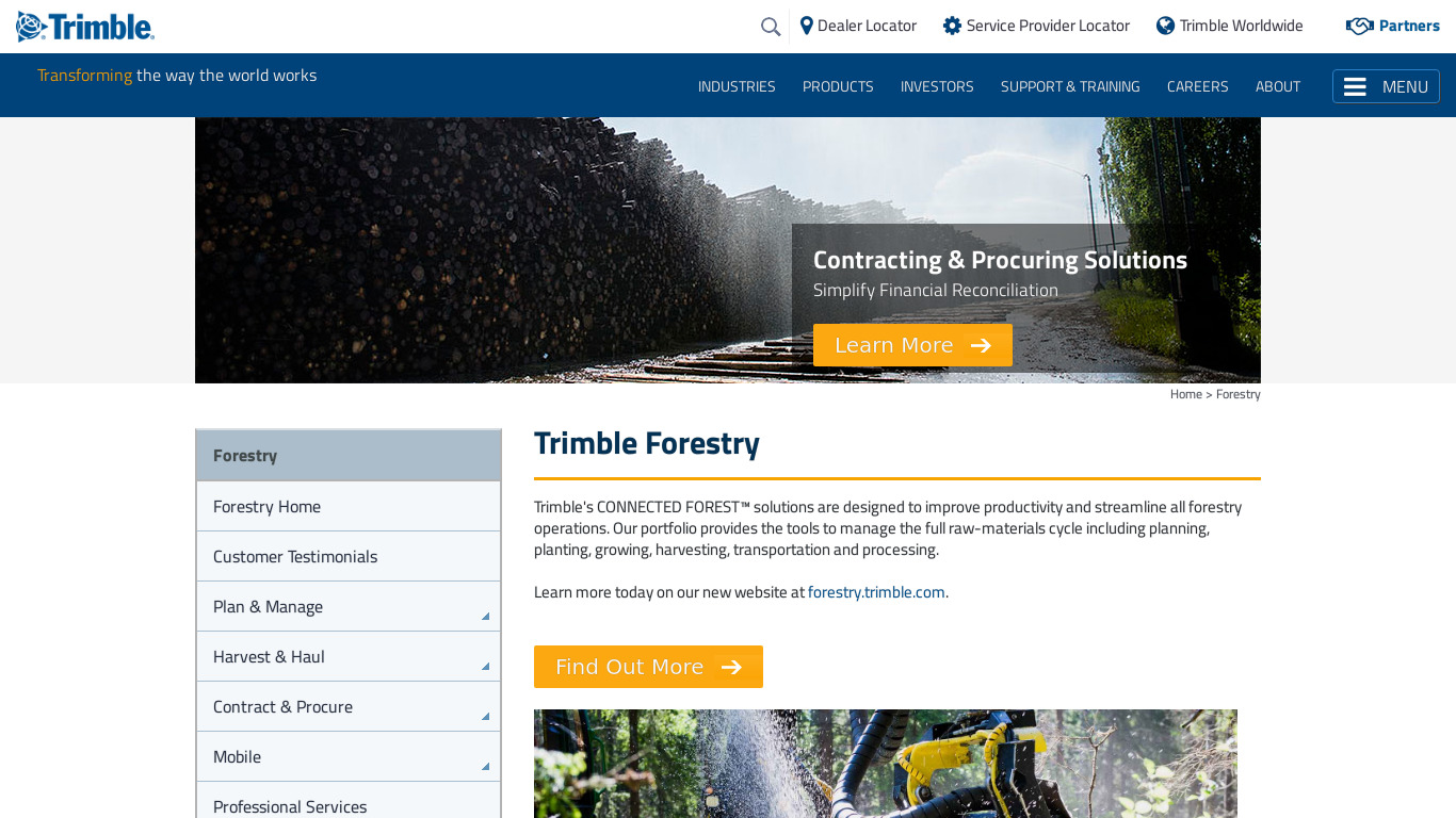 forestry.trimble.com Trimble Forestry Landing page