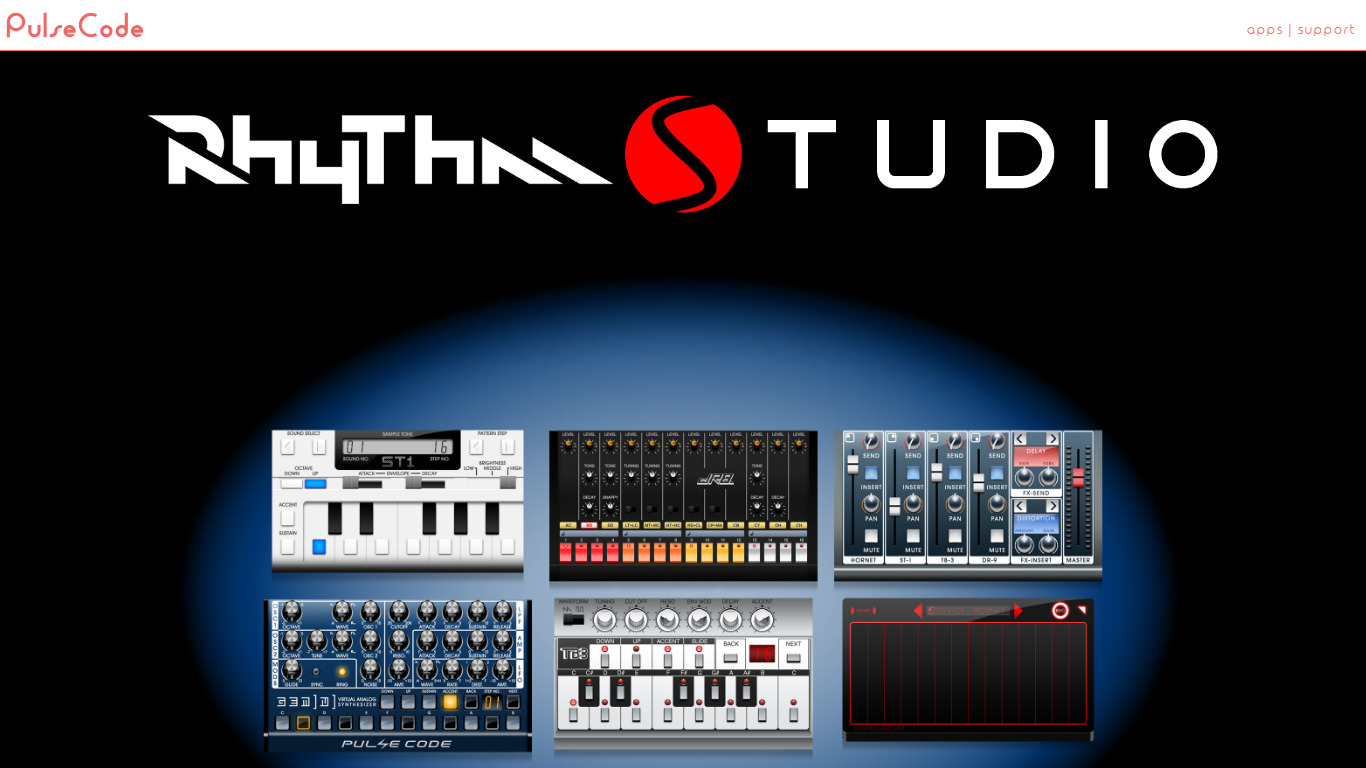 pulsecodeinc.com Rhythm Studio Landing page