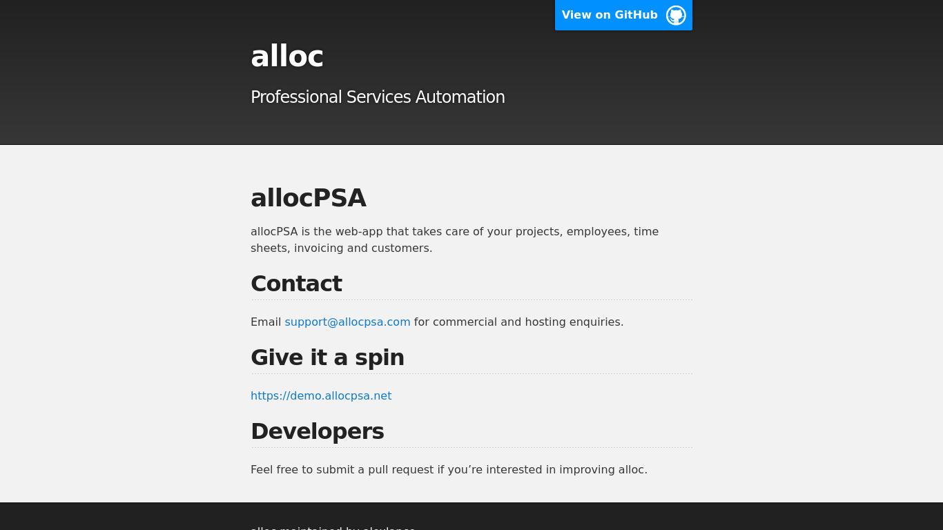 AllocPSA Landing page