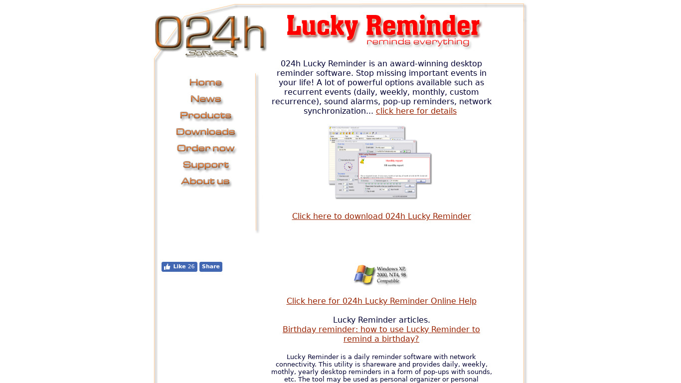 024h Lucky Reminder Landing page