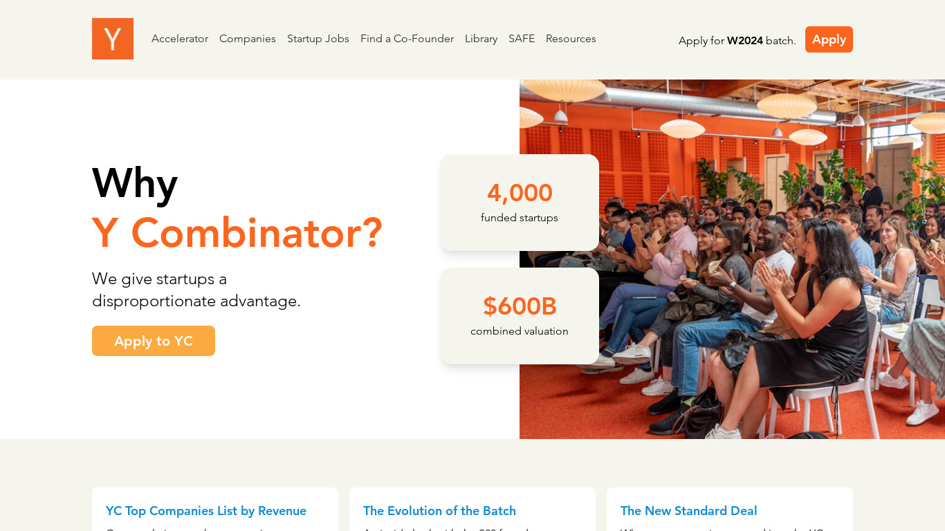 Y-Combinator Landing page