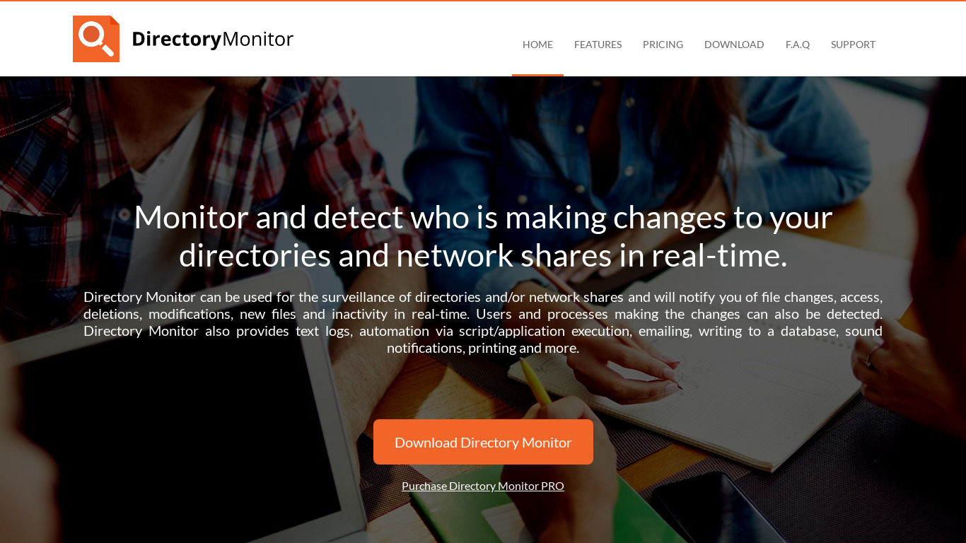 Directory Monitor Landing page
