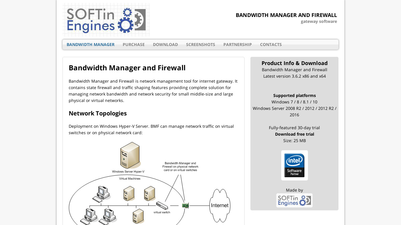 Bandwidth Management and Firewall Landing page