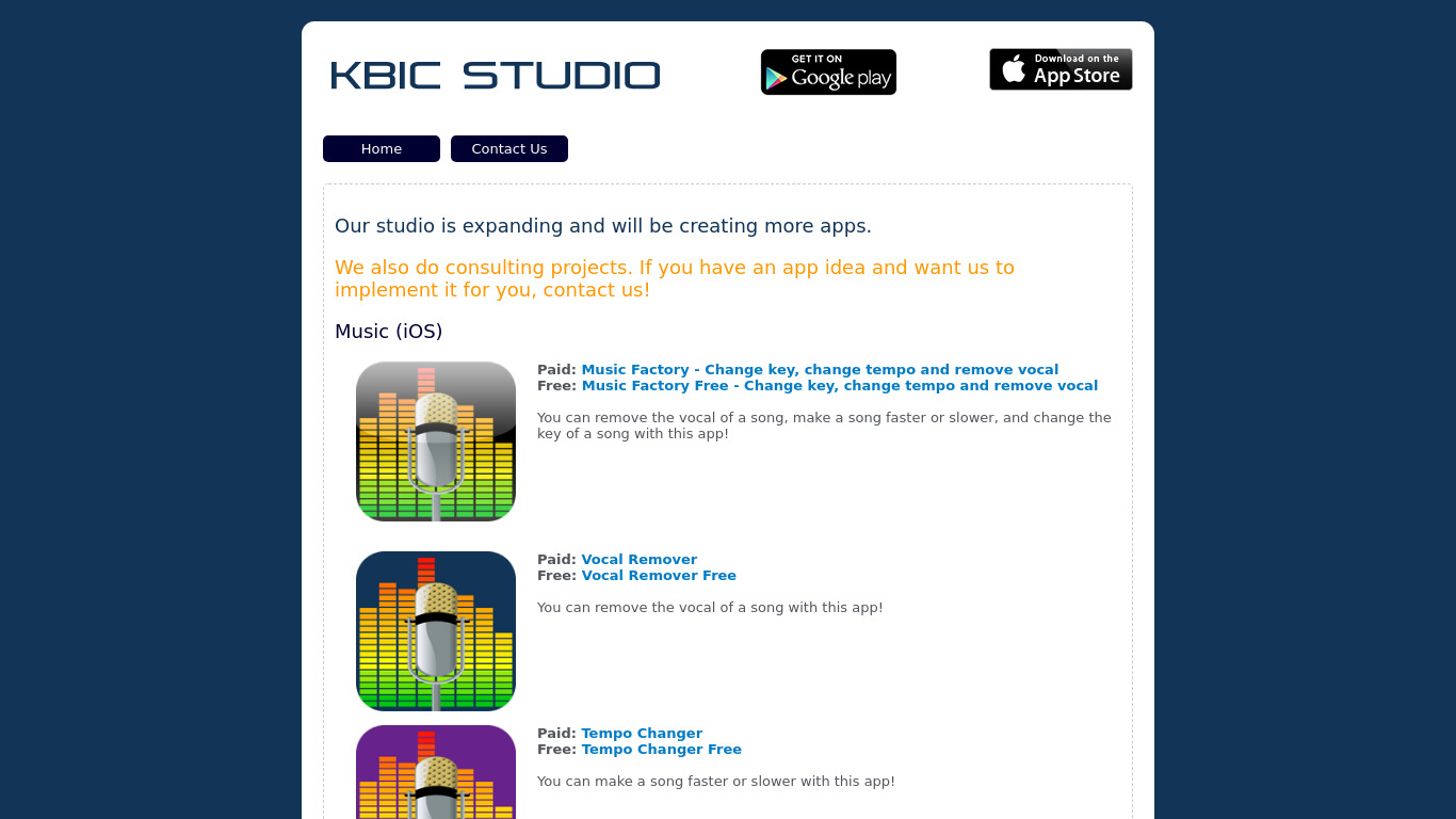 KBIC Vocal Remover Landing page