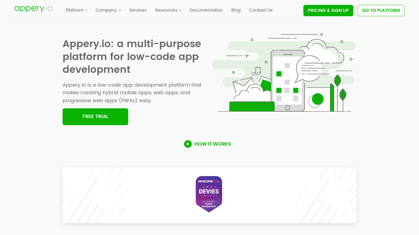 Appery.io Landing page