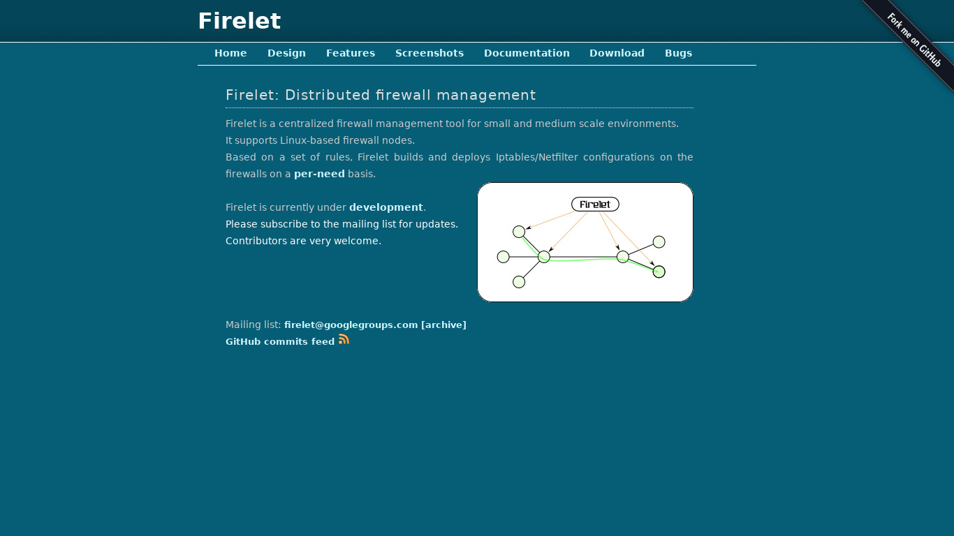 Firelet.net Landing page