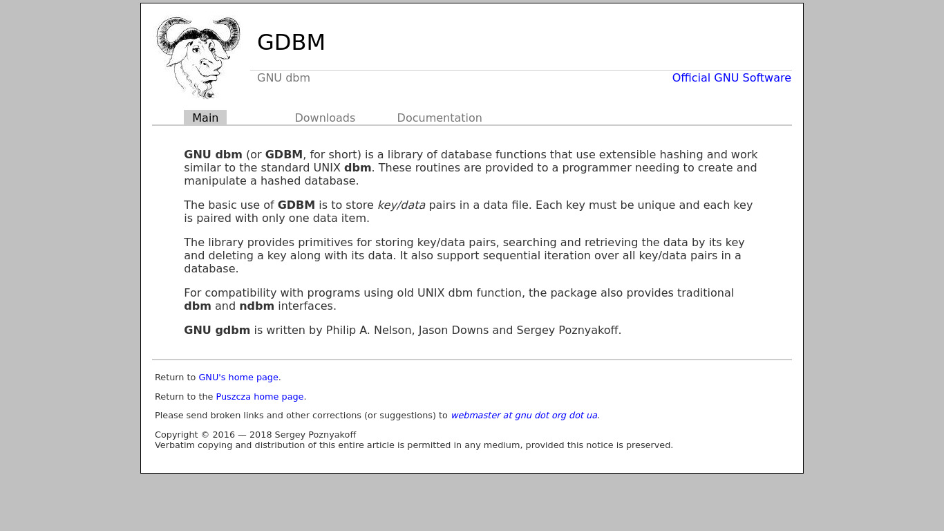 GDBM Landing page