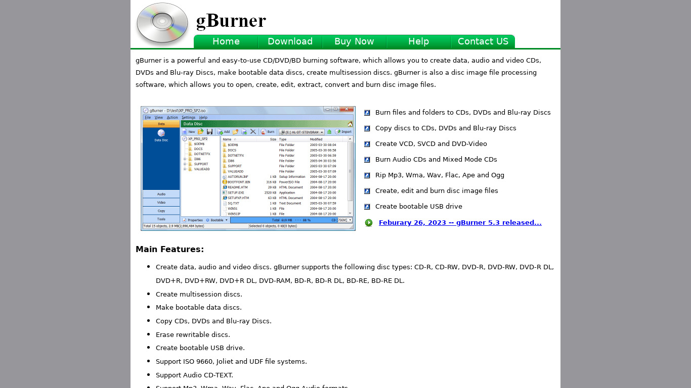 gBurner Landing page