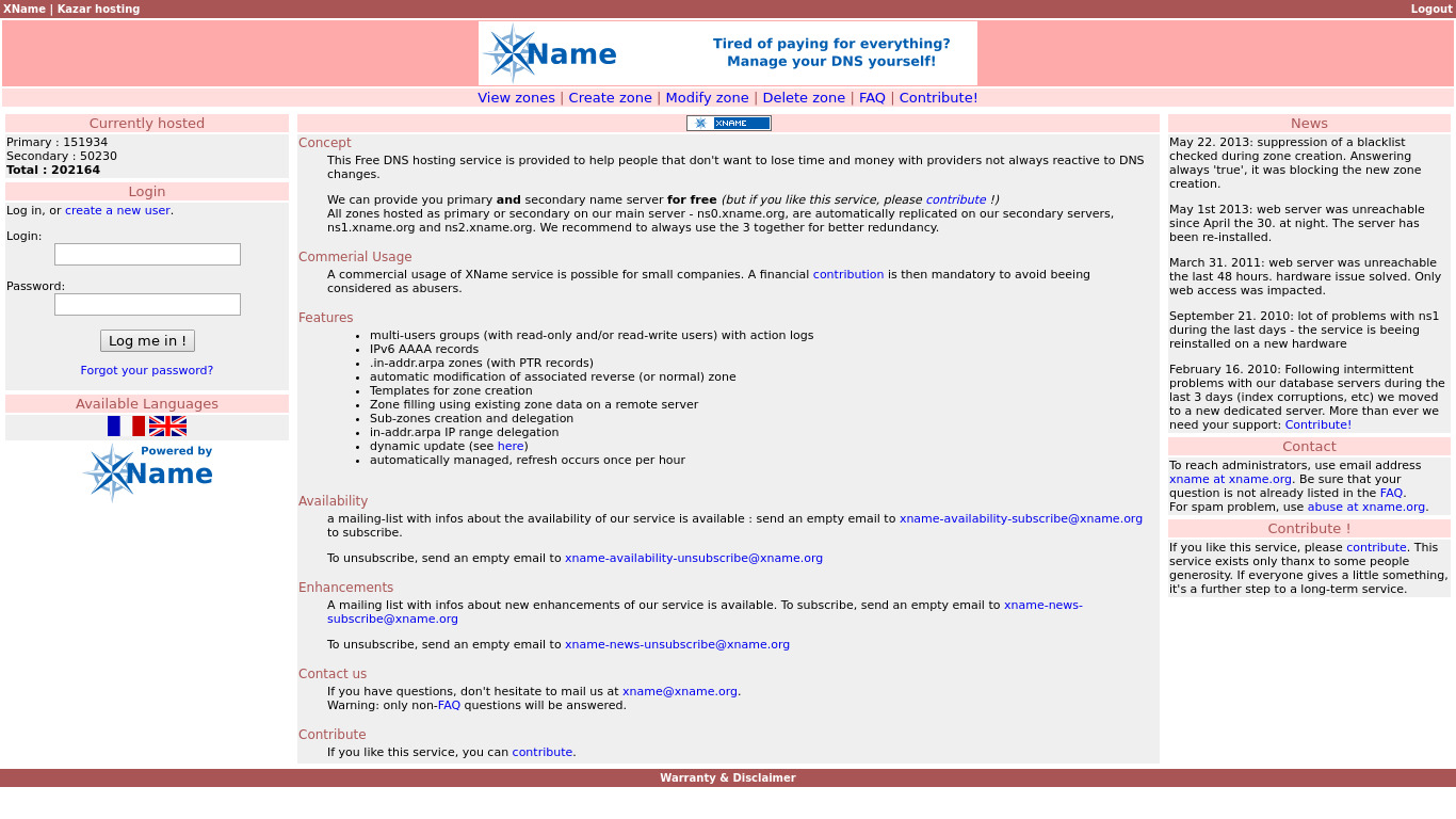 XName Landing page