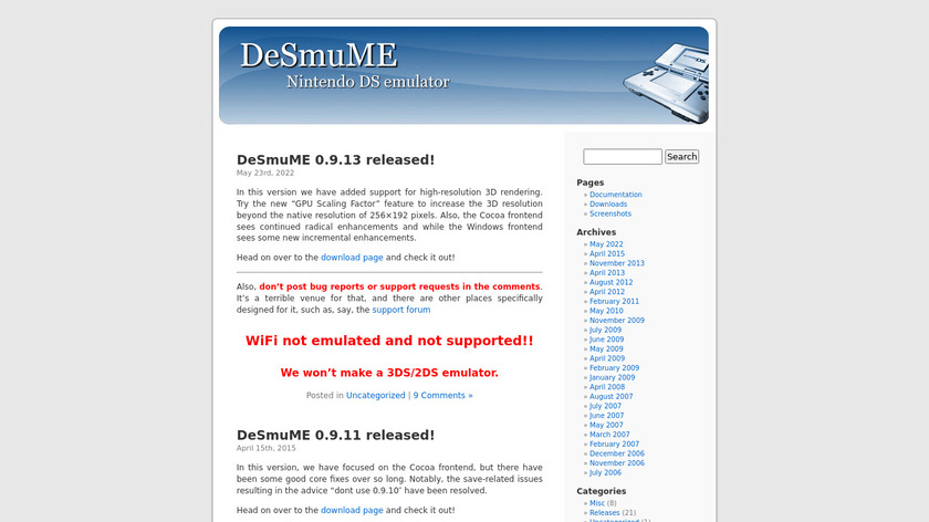 DeSmuME Landing Page