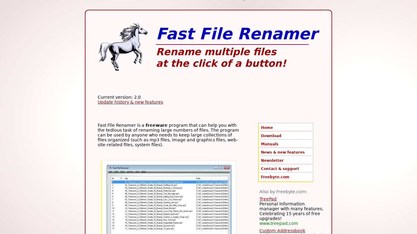 Fast File Renamer Landing page