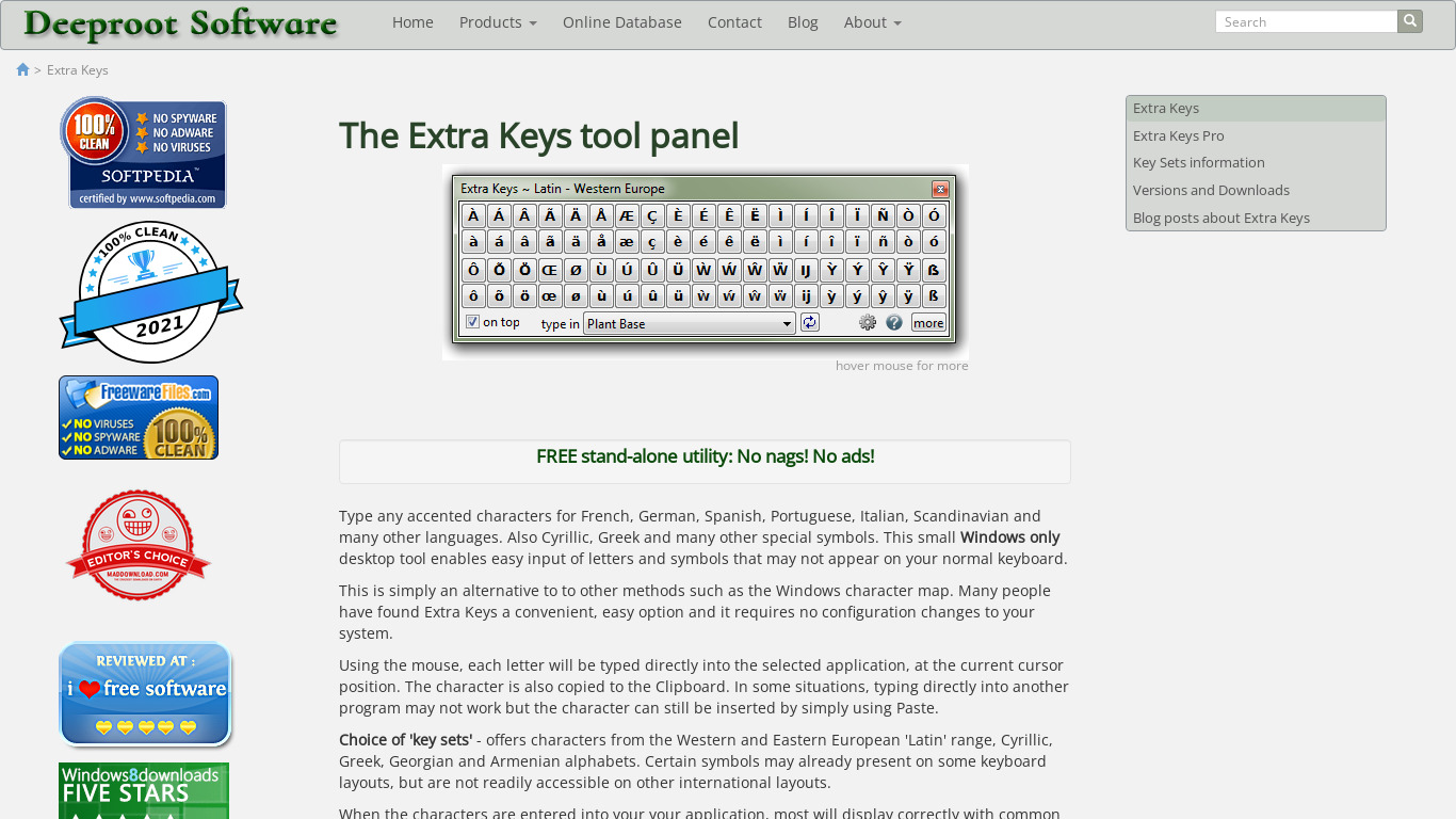 Extra Keys Landing page