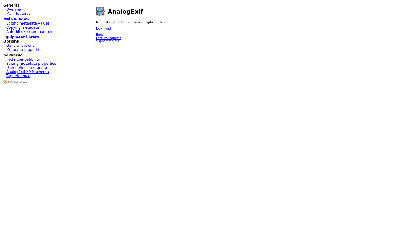 AnalogExif Landing page