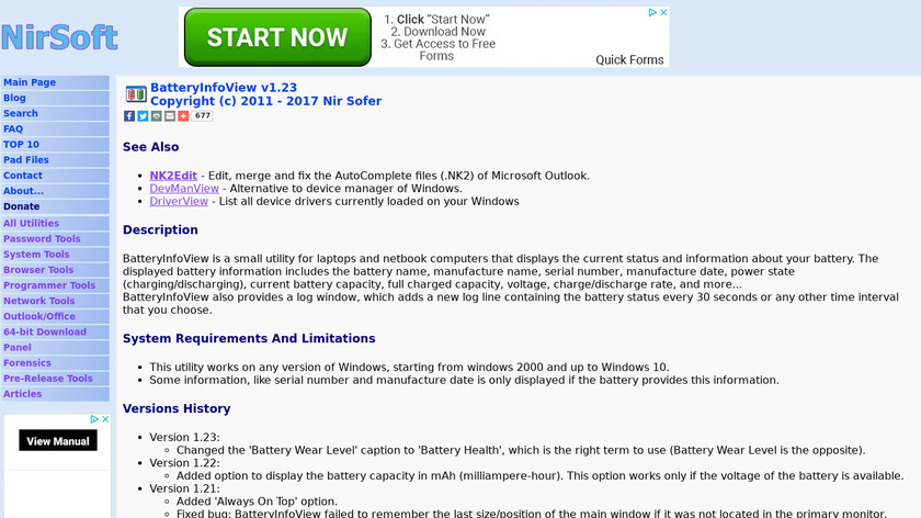 BatteryInfoView Landing Page